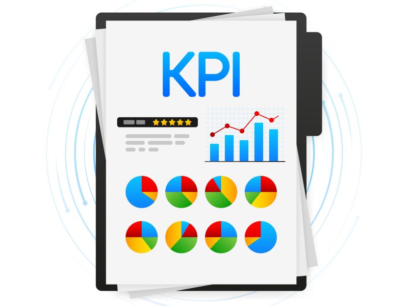 Flat icon with kpi for marketing design. Financial investment. Business data analysis.